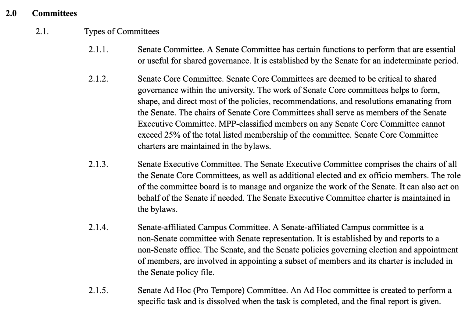 Senate Committee Types